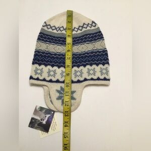 Blue and Cream Knit Beanie